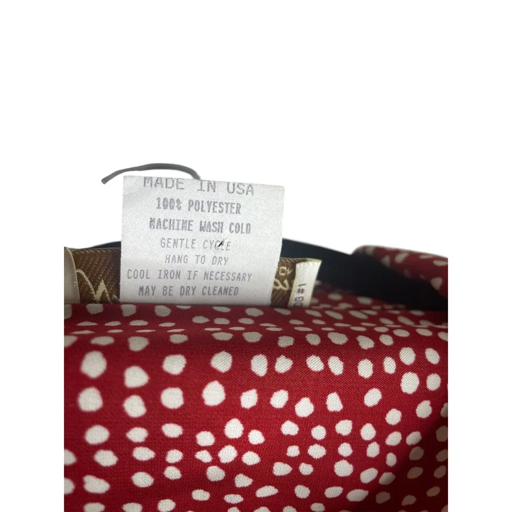 Vintage 80s 90s Norm Thompson Red White Dotted Collared Maxi Dress Size Medium - Picture 5 of 6